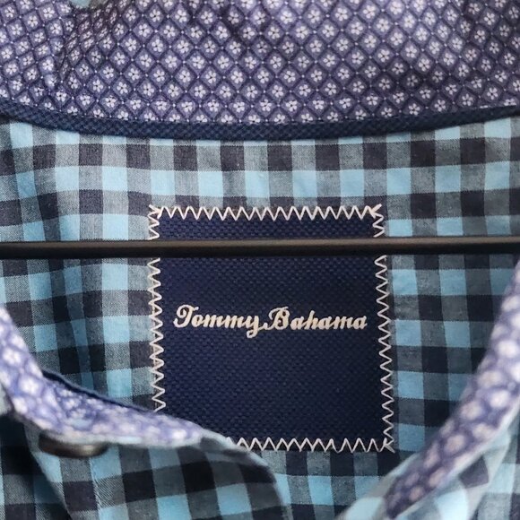Tommy Bahama Shirt Mens 2XL Blue Check Button Up Long Sleeve Pima Cotton Casual - Picture 3 of 10